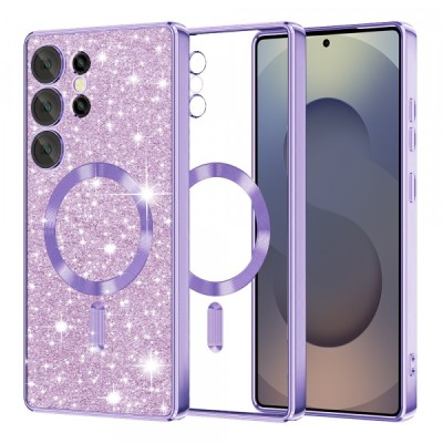 Husa MagSafe pentru Samsung Galaxy S25 Ultra S938, Techsuit, Luxury Glitter, Mov Deschis foto