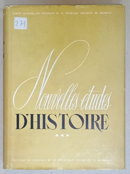 NOUVELLES ETUDES D &#039;HISTOIRE , TOME III , 1965