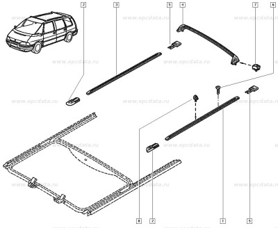 Cap de fixare bare portbagaj OE Renault Espace 2 , pentru bandou pavilion , original 6025171334 Kft Auto foto