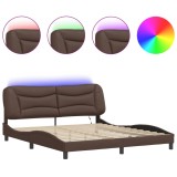 Cumpara ieftin Cadru de pat cu LED fara saltea, Hvar, maro, 180x200 cm