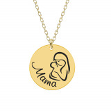 Silvia- Colier personalizat din argint placat cu aur galben 24K Mama si bebe - banut, Bijubox