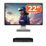 Pachet PC Refurbished HP ProDesk 400 G6 Mini cu monitor 22 inch