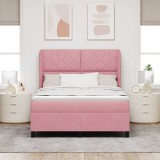 Cumpara ieftin Pat cu arcuri cu headboard Manual Roz 190 x 140 cm Catifea