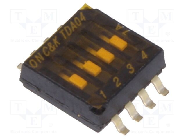 Comutator DIP-SWITCH 4 secțiuni OFF-ON 0,025A/24VDC C&amp;K