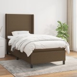VidaXL Pat box spring cu saltea, maro &icirc;nchis, 90x190 cm, textil
