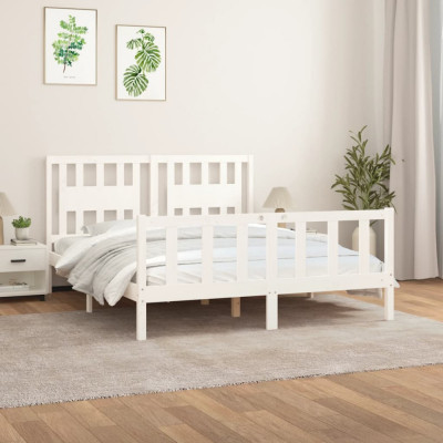 Cadru de pat cu tablie, 160x200 cm, lemn masiv de pin GartenMobel Dekor foto
