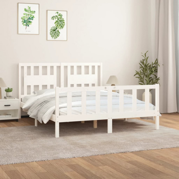 Cadru de pat cu tablie, 160x200 cm, lemn masiv de pin GartenMobel Dekor