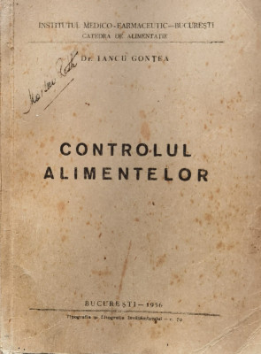 Controlul Alimentelor - Iancu Gontea ,557653 foto