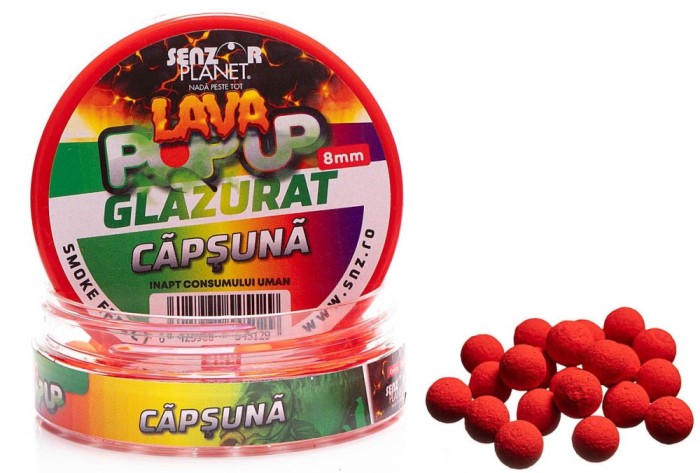 Pop Up SENZOR Lava Glazurat, Capsuna, 8mm, 30g