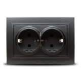 Priză dublă Schuko 16A fume Zena - ELBI