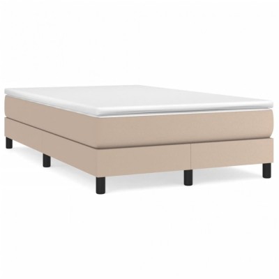 vidaXL Pat box spring cu saltea, cappuccino, 120x190cm piele ecologică 3269676 foto
