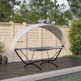 Hamac vidaXL cu Baldachin Crem, Cadru Oțel Negru, Material Oxford, 274x114.5x171 cm, Rezistent la Apa