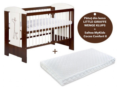 Patut KLUPS Little Giraffe Wenge + Saltea 10 MyKids Confort II foto