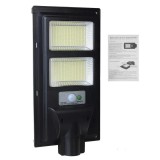 Lampa solara stradala eMazing, cu telecomanda, senzor de miscare si lumina, suport prindere, 96 LED-uri, IP65, ABS, 5AH, 100W, temperatura culoare 650