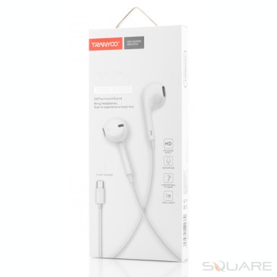 Audio Tranyoo, K1, In-Ear Headphones, Type-C, 1m, White foto
