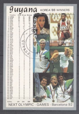Guyana 1989 Sport, Olympics, perf. sheet, used T.164 foto