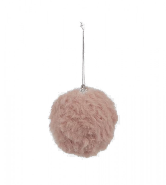 Decoratiune glob de craciun din plush, diametru 8 cm-Culoare Roz deschis