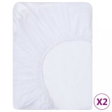 Cumpara ieftin Cearșafuri pliabile impermeabile 2 buc. alb 180x200 cm bumbac