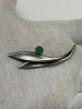 Brosa Argint 925 Elis Kauppi Kupittaan Kulta Finlanda Vintage Agat Verde Modernist 7cm