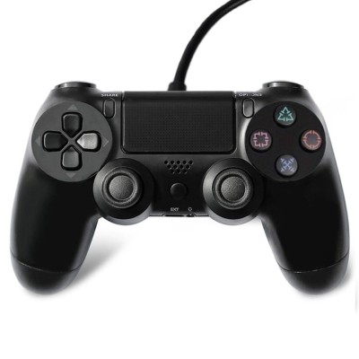 Controller cu Fir DoubleShock, pentru PS4, cu joystick-uri analog, vibratie dubla, nu necesita incarcare, senzor de miscare, 17 butoane, negru foto