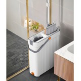 Set mop si galeata, cu doua cuve pentru spalare si uscare, 2 lavete de mop incluse, m&acirc;ner telescopic, din metal si plastic, crem