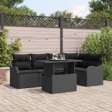 VidaXL Set de canapele pentru grădină 6 pcs Negru 100 x 55 x 73 cm