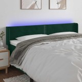 vidaXL Tăblie de pat cu LED, verde &icirc;nchis, 183x16x78/88 cm, catifea 3123159