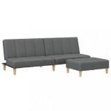 Canapea extensibila cu taburet, 2 locuri, gri inchis, textil