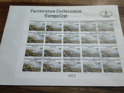 Plic deosebit Liechtenstein, Europa Cept, 1977, Bloc 20 timbre, format A5, rar foto