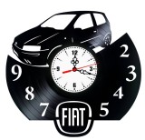 Ceas de Perete Artizanal din Vinil &bdquo;FIAT Punto&rdquo; &ndash; Lucrat Manual, Cadou Unic pentru Pasionații Auto
