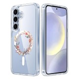 Husa pentru samsung galaxy s25 plus, atasare magnetica, magsafe, pink wreath 11, clear
