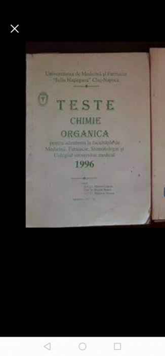 Teste de Chimie Organică 1996 UMF Cluj-Napoca