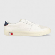 Tommy Jeans sneakers din piele TOMMY JEANS VULCANIZED ESS culoarea alb, EM0EM01106