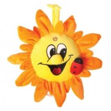 Jucarie Muzicala Bebe Soare Plus 23cm, Trage de Ata, Calmanta, Agatatoare Patut/Carucior