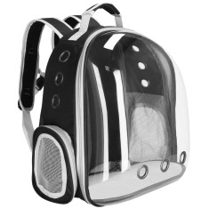 Rucsac transport animale talie mica-medie, maxim 12 kg, hublou panoramic transparent, buzunare laterale, gri Household NewTrend
