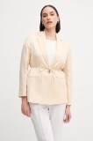 Sisley blazer din amestec de in culoarea bej, un singur rand de nasturi, uni, 2G1WLW031
