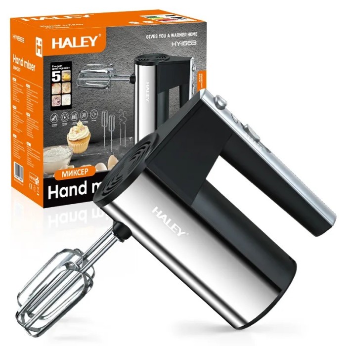 Mixer de Mana din Inox HALEY 500W &ndash; 5 Viteze, Silentios, Motor Puternic, Accesorii Incluse