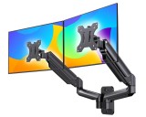 Suport de Perete Dublu pentru Monitoare 17, 32, , Brat Articulat cu Gaz, VESA 75 100 mm, Capacitate 3, 8 kg per Monitor, Rotire 360 , Reglabil pe Inal