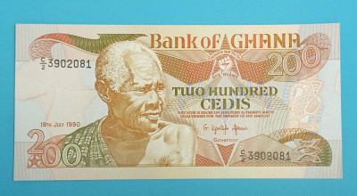 Ghana 200 Cedis 1990 &amp;#039;Seria 1983-93&amp;#039; UNC serie: C/2 3902081 foto