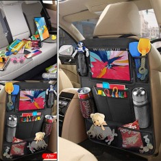 Organizator Auto, Model Universal, 8 Compartimente, Suport pentru Tabletă, Culoare Negru, Dimensiuni 40x60cm