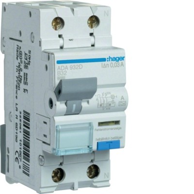 Diferential RCBO 32A 1P+N 30mA 6Ka B tip A Hager ADA932D foto