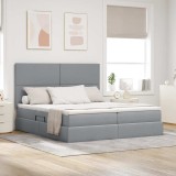 Cumpara ieftin Pat cu LED si saltea Gri deschis 180 x 200 cm Tesatura