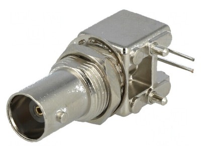 Conector BNC mamă ecranat 90&amp;deg; 50&amp;Omega; THT aurit foto