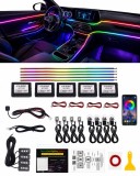 Cumpara ieftin Kit 23 in 1 lumini ambientale auto Symphony RGB Wireless, benzi acrilice LED, iluminare bord, usi, manere si picioare, control prin aplicatie