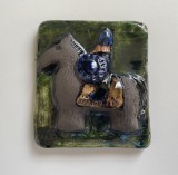 Calaret viking, placheta din ceramica scandinava, anii 1970, semnata