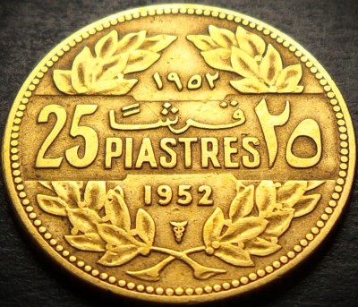 Moneda exotica 25 PIASTRES - LIBAN, anul 1952 * cod 2699 foto