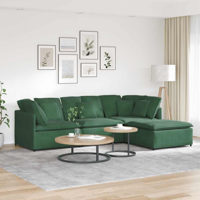 vidaXL Canapea modulară cu taburet și perne, verde &icirc;nchis