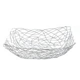 Fructiera metalica argintie cu design aerat 27 cm