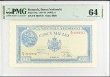 5000 lei dec 1945 PMG64 UNC bancnota gradata