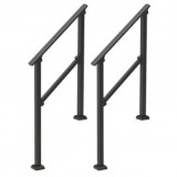 Set 2 balustrade otel, 1-2 trepte Vivatechnix, Dimensiune 1030 x 84 x 920 mm, Unghi reglabil 0&deg; - 40&deg;, Negru